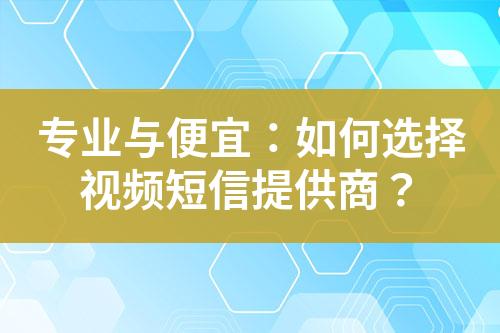 專業與便宜：如何選擇視頻短信提供商？