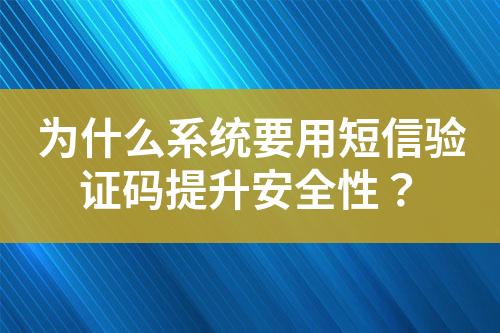 為什么系統(tǒng)要用短信驗(yàn)證碼提升安全性？