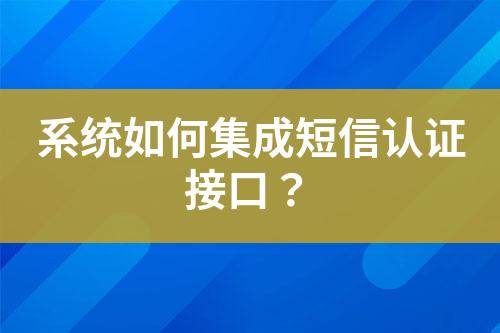 系統(tǒng)如何集成短信認證接口？