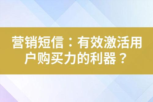 營銷短信：有效激活用戶購買力的利器？