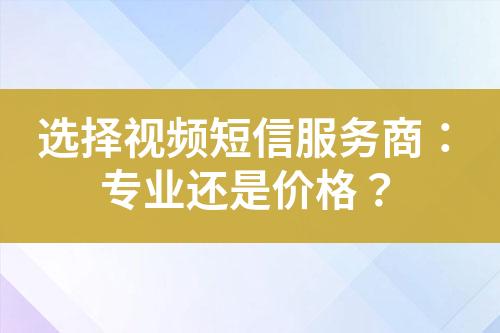選擇視頻短信服務商：專業還是價格？